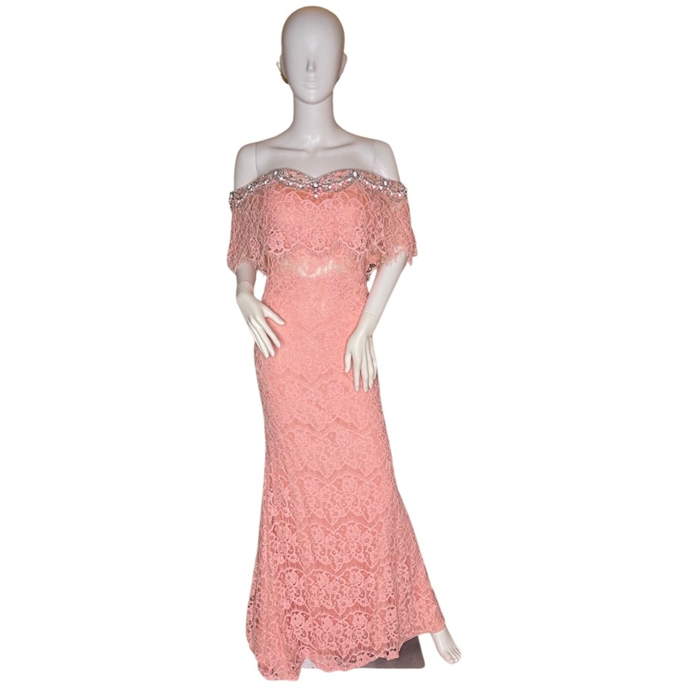 Rachel Allan Princess Sweetheart Neckline Off Shoulder Lace Mermaid Dress
